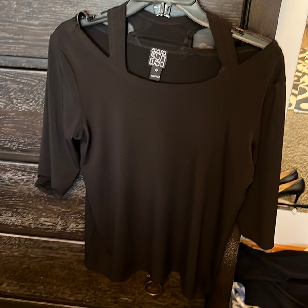 Clara Sun Woo Black Top with exposed shoulders PS
